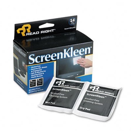 READ RIGHT Read Right RR1291 ScreenKleen Alcohol-Free Wipes  Cloth  5 x 5  14/box RR1291